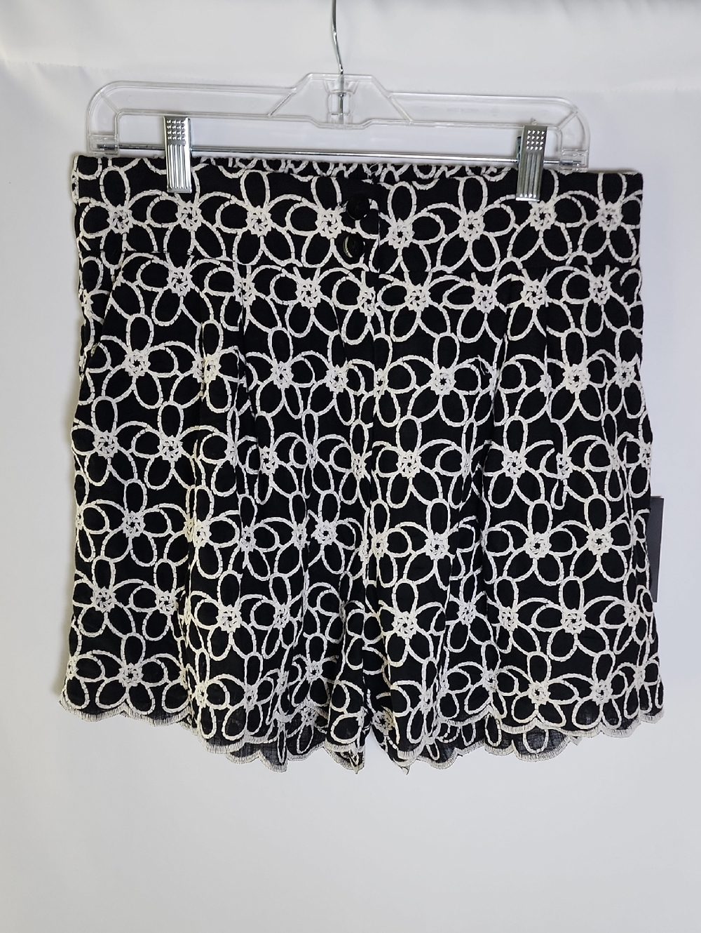 ALICE BLUE | Black Shorts with Ivory  Floral  Overlay